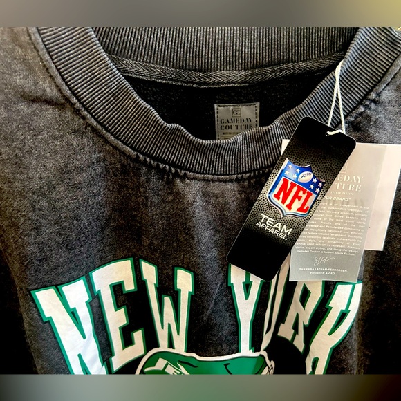 NFL Women's New York Jets Gameday Couture Vintage Wash Crewneck Black - Picture 6 of 7